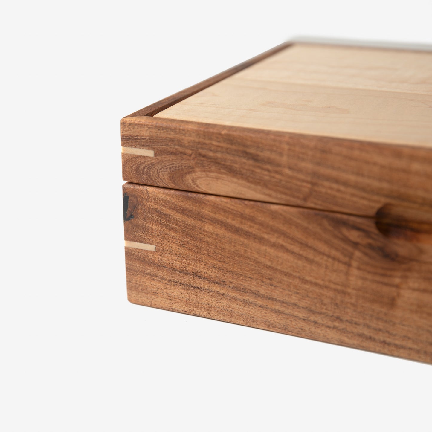 Red Ridge Woodworking – Handcrafted Desert Mesquite & Curly Maple Watch Box — 8 Compartments – product box