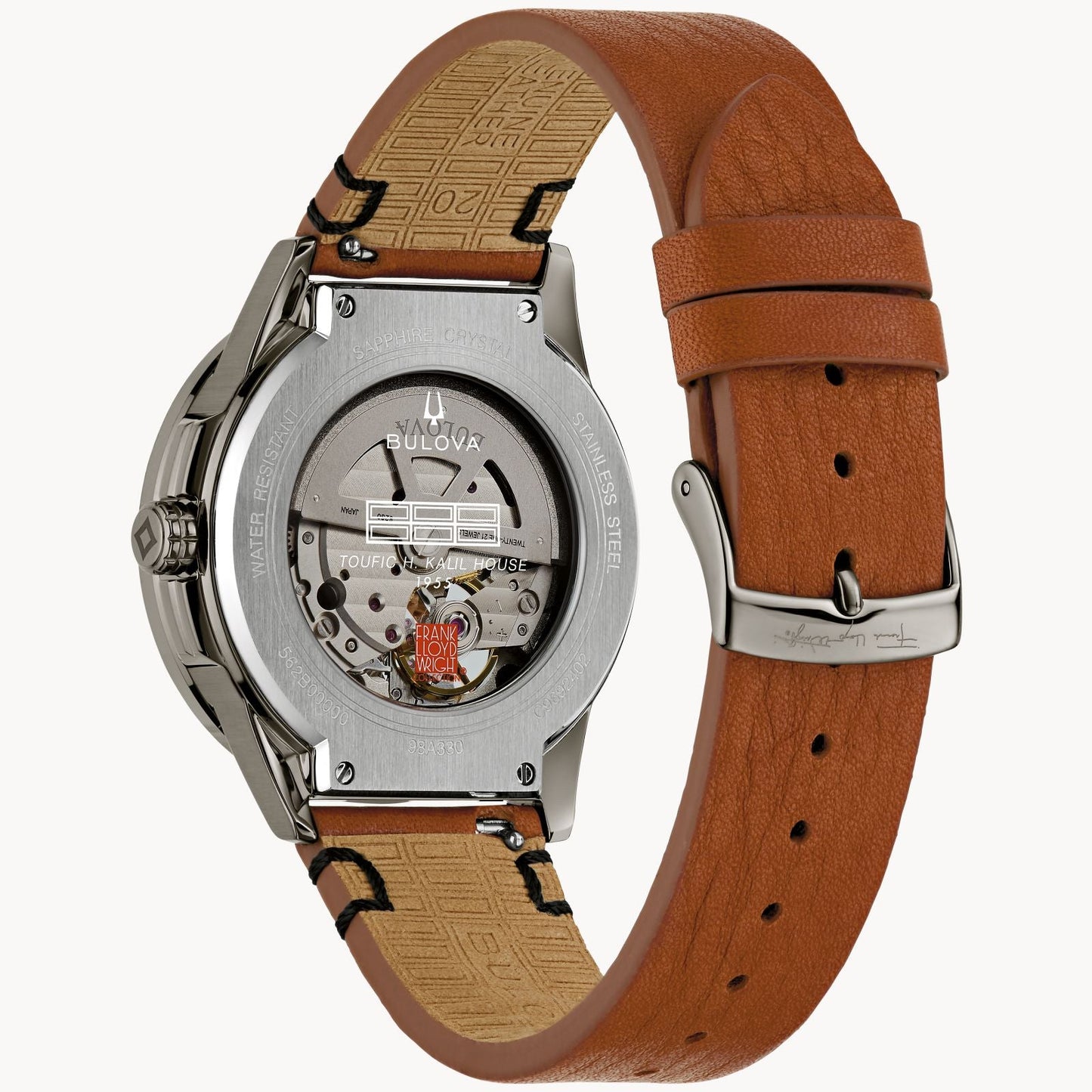 Frank Lloyd Wright Foundation – Toufic H. Kalil by Bulova — Architect Series Automatic – back view