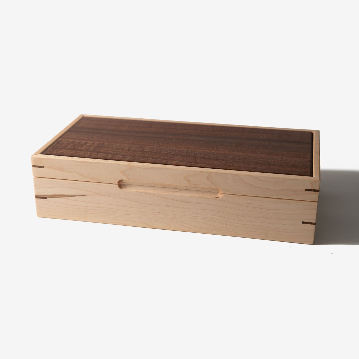 Red Ridge Woodworking – Handcrafted Curly Maple & Sapele Mahogany Watch Box — 8 Compartments – product box