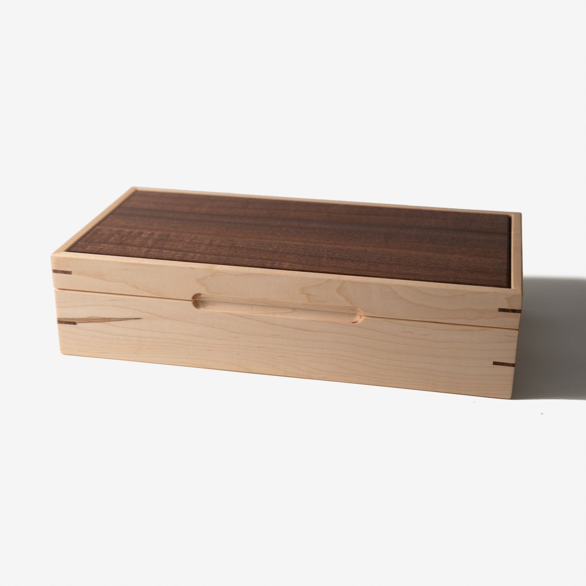 Red Ridge Woodworking – Handcrafted Curly Maple & Sapele Mahogany Watch Box — 8 Compartments – product box