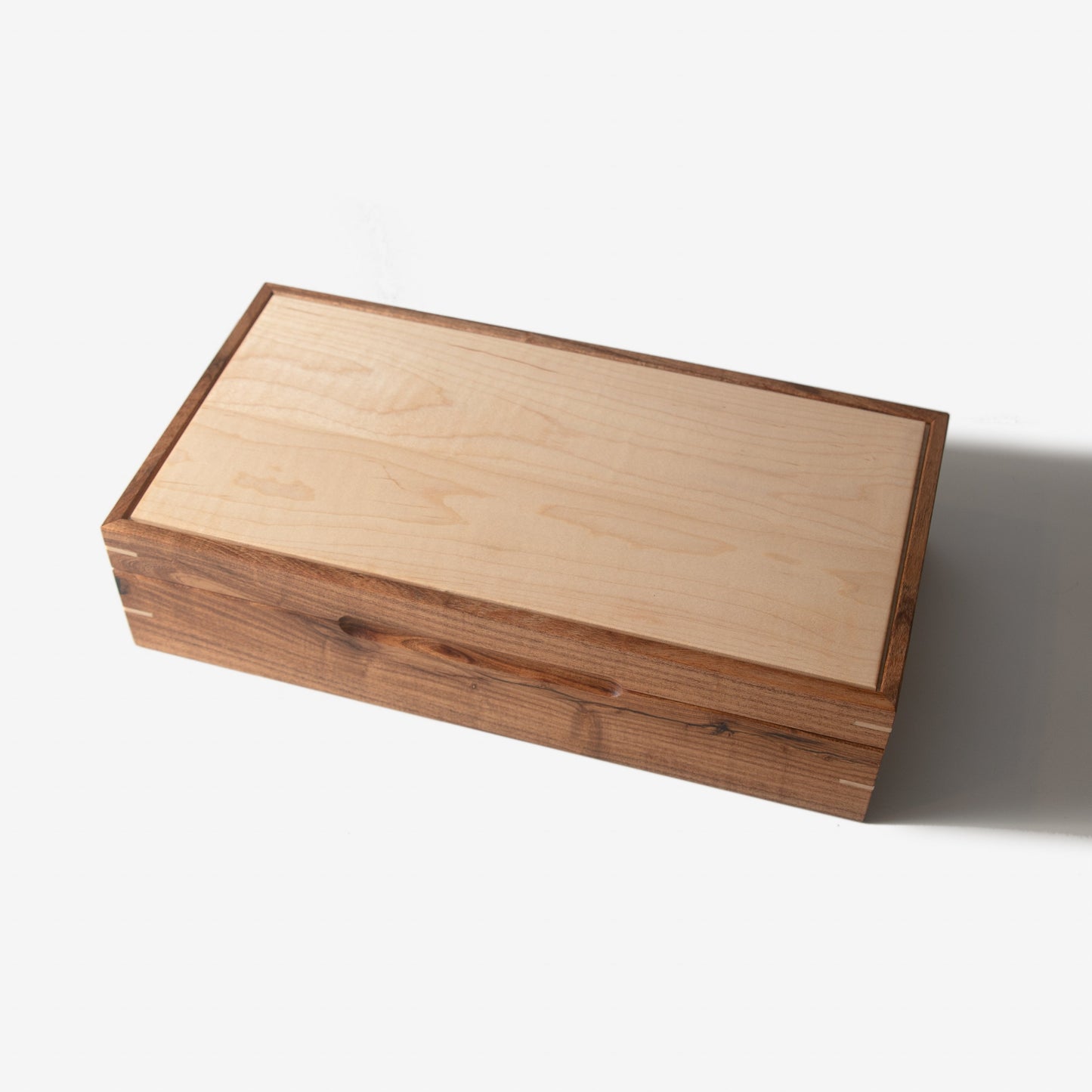 Red Ridge Woodworking – Handcrafted Desert Mesquite & Curly Maple Watch Box — 8 Compartments – product box