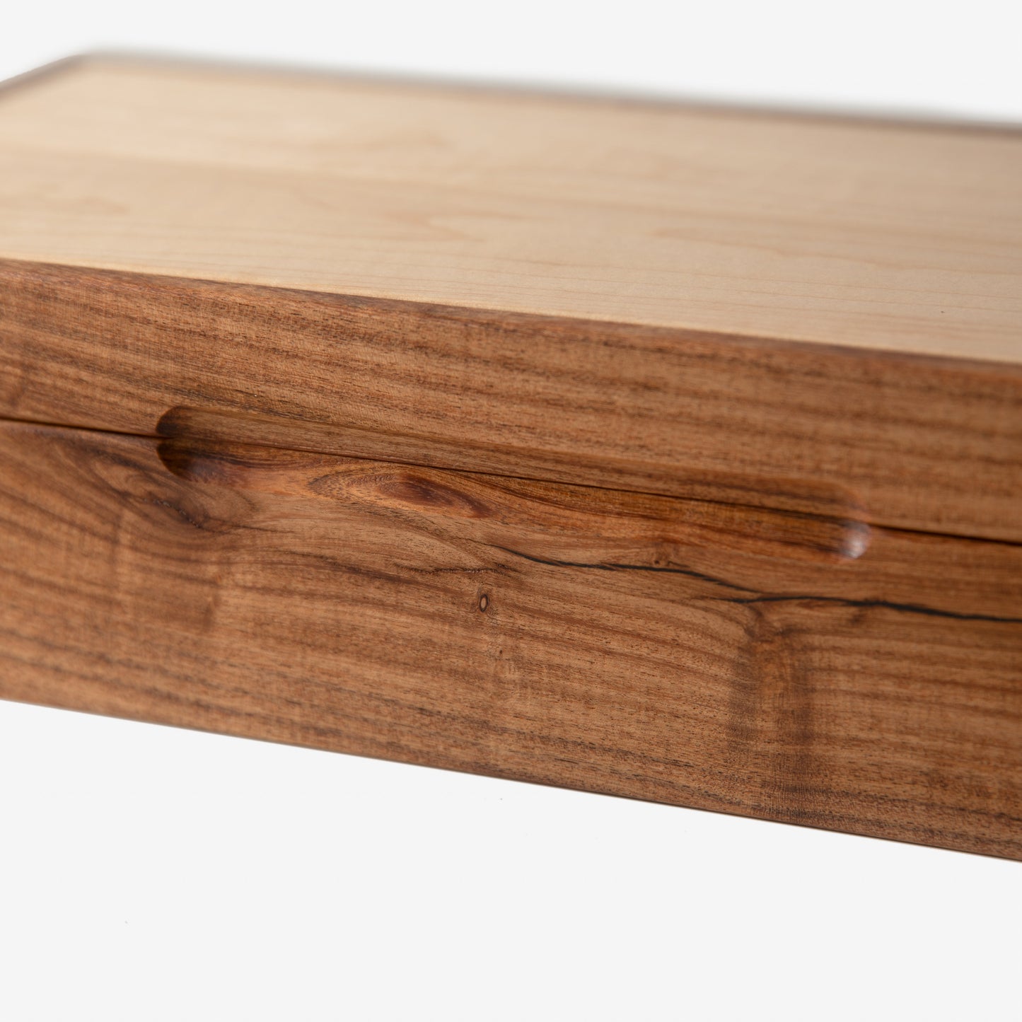 Red Ridge Woodworking – Handcrafted Desert Mesquite & Curly Maple Watch Box — 8 Compartments – product box