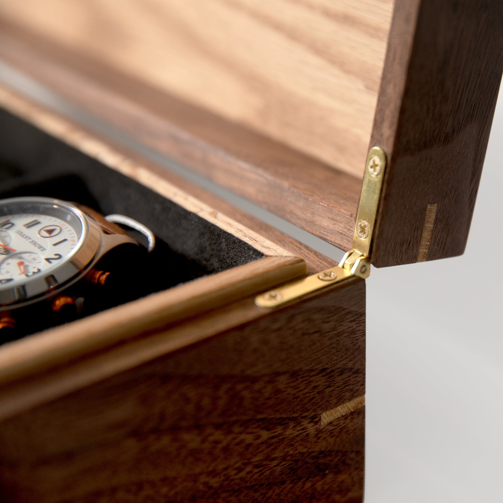 Red Ridge Woodworking – Handcrafted Black Walnut & Oak Watch Box — 8 Compartments – product box